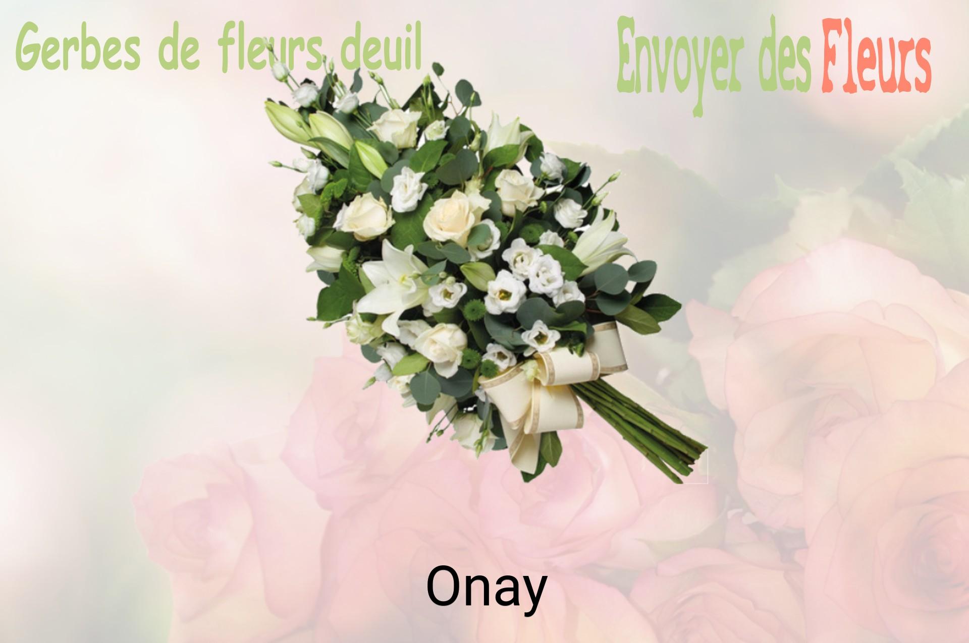 Gerbe de fleurs de deuil livrée à Onay